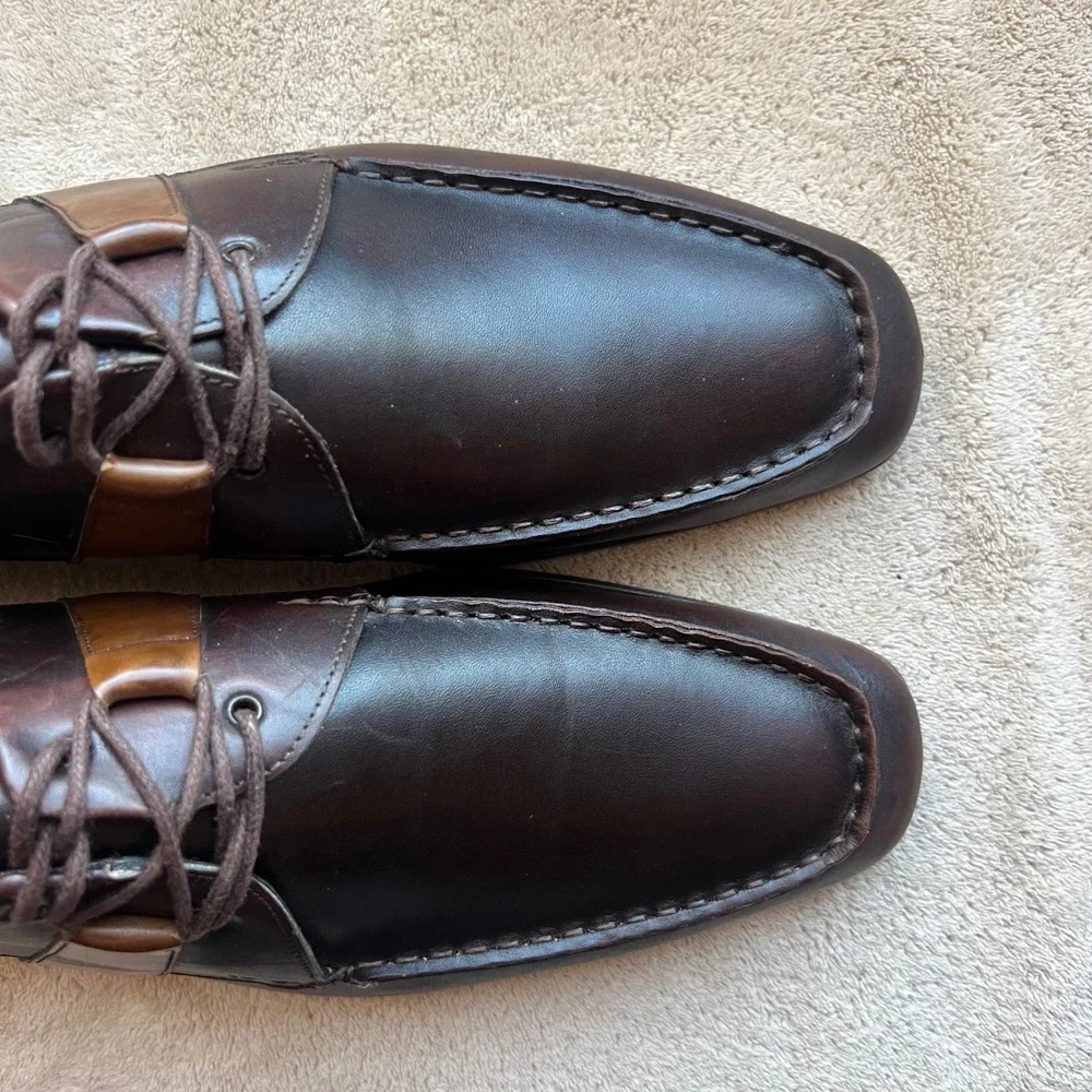 Mezlan Carson Men 8 M Brown & Tan Leather Two Tone Apron Toe Oxford‎ Shoes